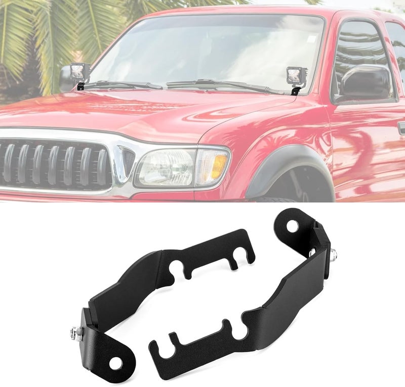 ROMELACK Upper Hood Mount Brackets Ditch LED Light Bracket Compatible with Toyota Tacoma 1995-2004 (Black) - Image 1